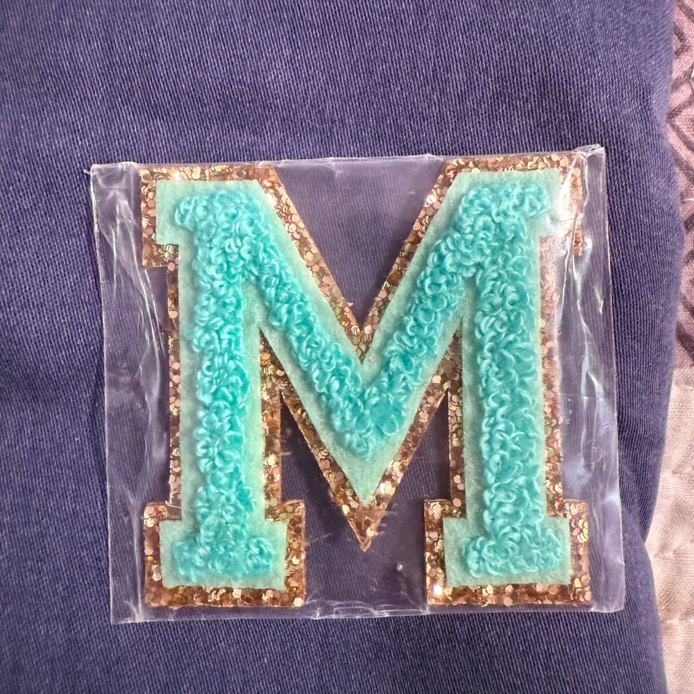 Stoney Clover Lane Ruby Blue Glitter Varsity M Patch